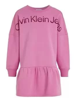 Calvin Klein Jeans Girls Hero Logo Sweat Dress - Violet Fun, Light Purple, Size 12 Years, Women