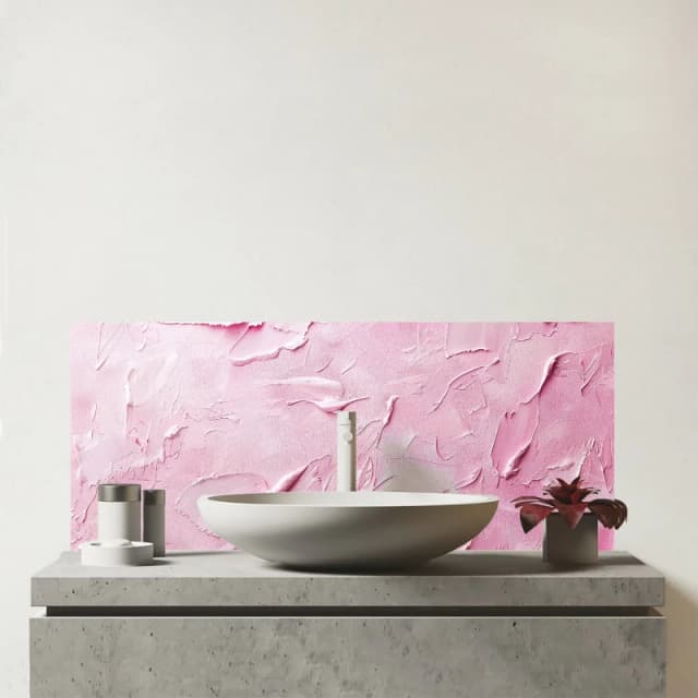 Warren Reed - Designer Baby Pink Textured Effect Glass Bathroom Splashback in Black Unisex
