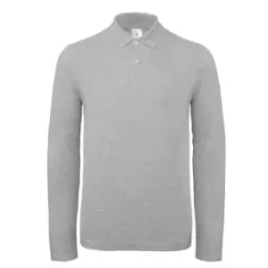 B&C ID.001 Mens Long Sleeve Polo (2XL) (Taupe Grey)