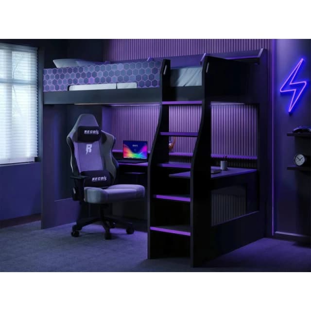 Flair Ultimate Violet Gaming High Sleeper Charcoal & Purple Size: Small Double Purple Unisex Small Double