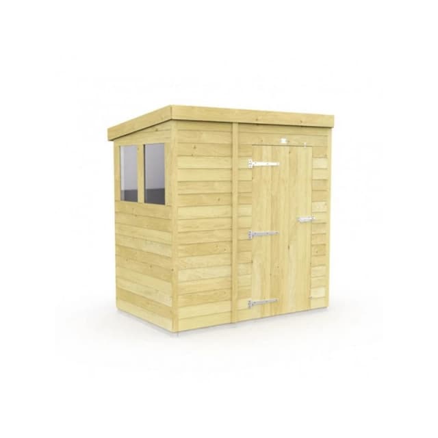 Buttercup Farm 4 x 6 Feet Pent Shed - Double Door W/ Windows - L178 x W127 x H201cm in Brown Brown Unisex