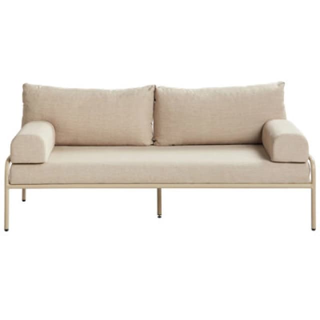 Beliani Garden Sofa 2 Seater Solofra Metal Beige