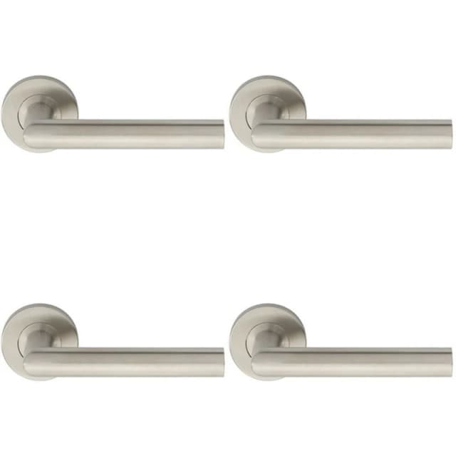 Loops 4x PAIR Straight Mitred Bar Handle on Round Rose Concealed Fix Satin Steel Metallics