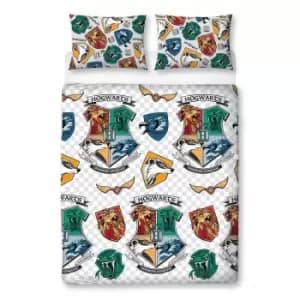 Harry Potter Reversible Grid Duvet Cover Set (Double) (Multicoloured)