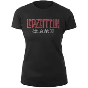Led Zeppelin - Logo & Symbols Ladies XX-Large T-Shirt - Black