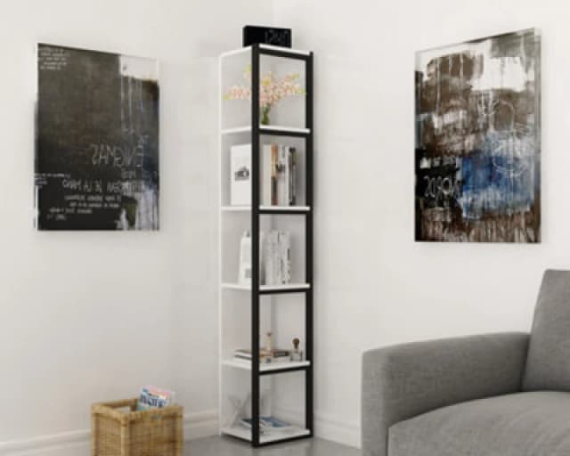 Decorotika Texas 5-Tier Bookcase Shelving Unit White & Black