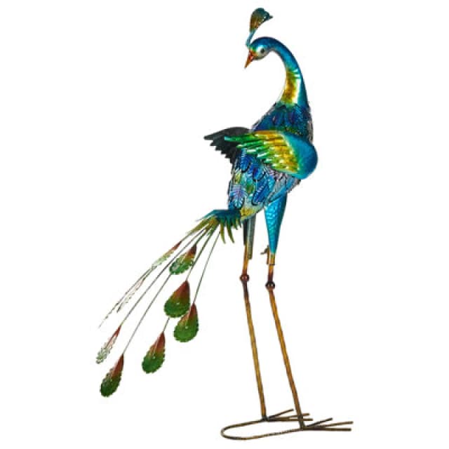 Beliani Garden Figurine Peacock Blue