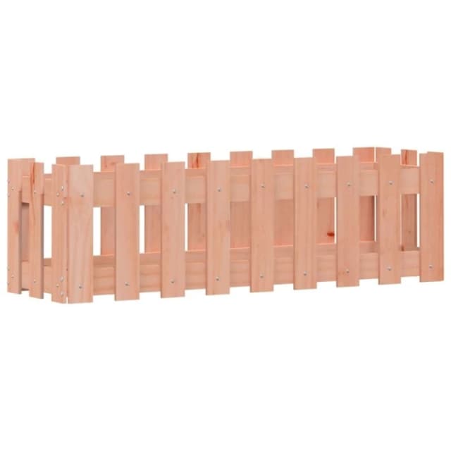 vidaXL Garden Raised Bed w/ Fence Design 100x30x30cm Solid Wood Douglas, Brown 832475