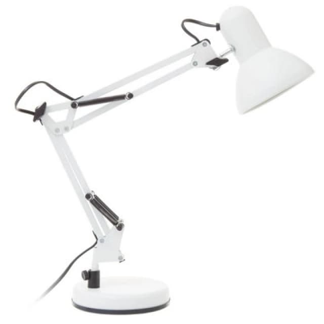 Orsina Studio Matte White Metal Desk Lamp, Adjustable Anglepoise Design Tall Table Lamps, Contemporary Desk Lamp