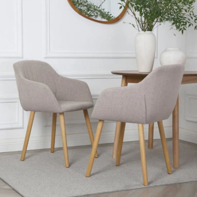 Home Garden Direct Luciano - Dining Chairs in Premium Textured Linen (Set of 2) in Beige Beige Unisex