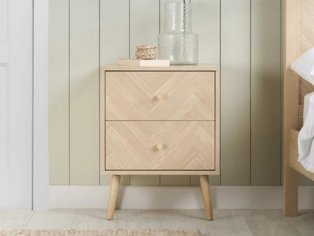 Birlea Herringford Light Oak 2 Drawer Bedside Table