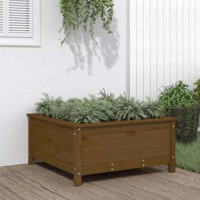 vidaXL Garden Planter Brown 82.5x82.5x39cm Solid Wood Pine, Brown 825299