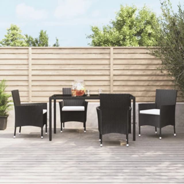 VIDAXL Garden Chairs with Cushions 4 pcs Black Poly Rattan Vidaxl 8720845727338