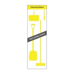 Shadow Board Cleaning Station with Lean Stand, Board Only with Hooks, Style A Yellow, (610mm x 2000mm)
