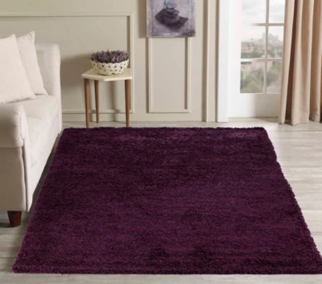 Desire Rugs Plain Living Room Shaggy Area Rugs Violet 120X170 Cm