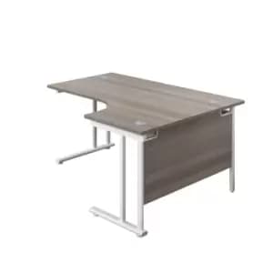 Tc 1800X1200 Twin Upright Right Hand Radial Desk Grey Oak-White + Desk High Ped