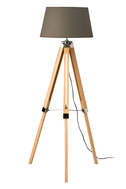 Premier Housewares Interiors by Premier Tripod Grey Shade Floor Lamp with EU Plug Natural