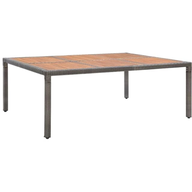 VIDAXL Garden Table Grey 200x150x74cm Poly Rattan and Acacia Wood Vidaxl 8719883867847