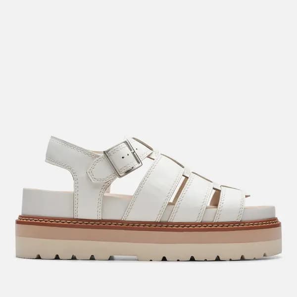 Clarks Womens Orianna Twist Leather Sandals - UK 4 White Sandals female 26176318 4