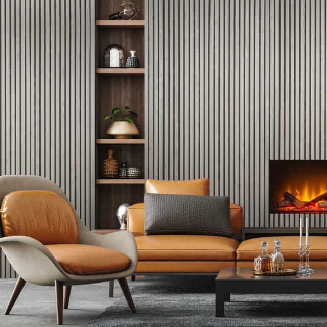 Fuse Acoustic Wall Panels Acoustic Wooden Wall Panel in Grey Oak, 2.4m x 0.6m Grey Unisex