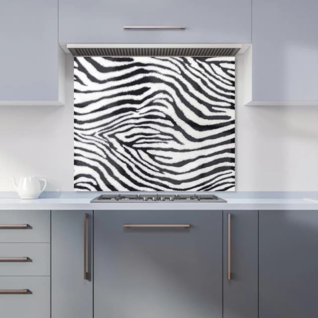 Warren Reed - Designer Zebra Texture Pattern Kitchen Splashback in Grey Size: 700mm x 650mm Grey Unisex 700mm x 650mm