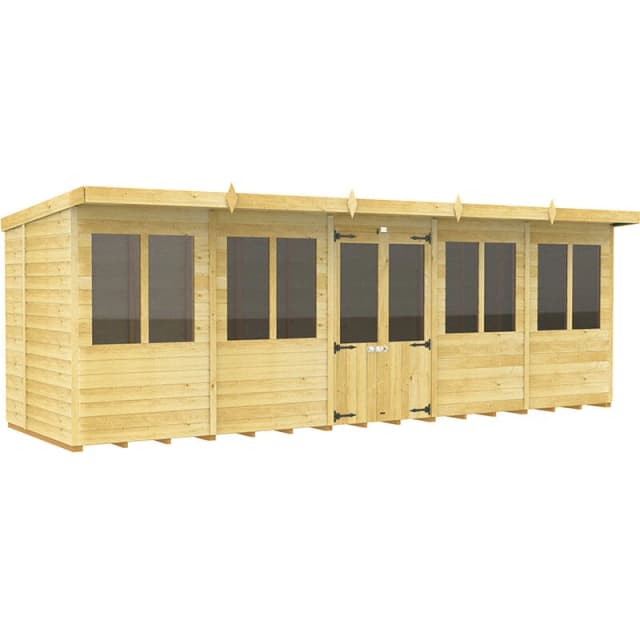 Flat Pack Sheds DIY Sheds 20 x 5 Pent Summer House, Brown 20X5PSHFF