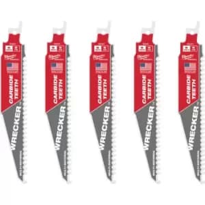 Milwaukee Heavy Duty WRECKER Carbide Demolition Saw Blades 150mm Pack of 5