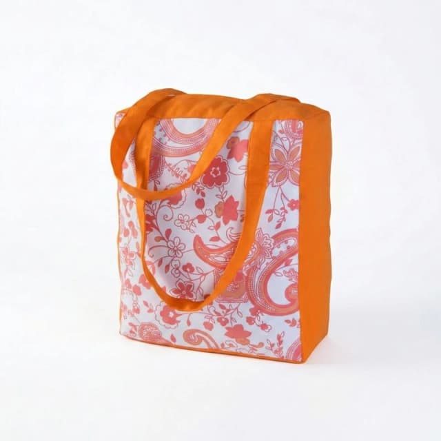 Homescapes Cotton Pure Paisley Design Shopping Bag, 36 x 43 x 11cm Orange unisex