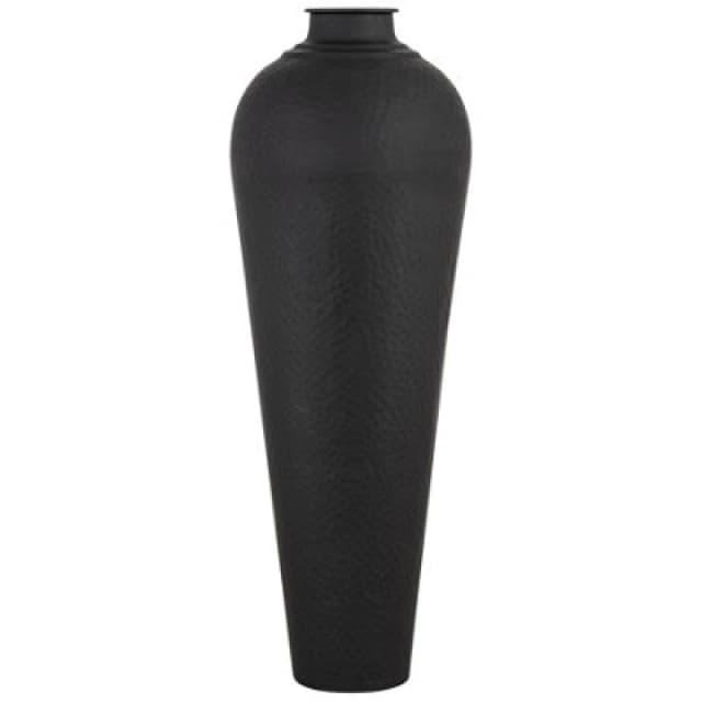 Love Lace Matt Black Large Hammered Vase With Lid Black