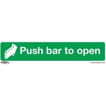 SS29P10 Safe Conditions Safety Sign - Push Bar To Open - Rigid Plastic - Pack of 10 - Sealey