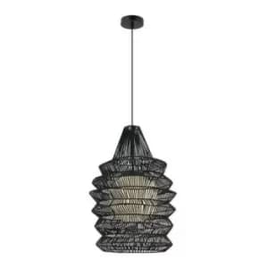 Larissa Varosha Rattan Ceiling Pendant Light Black