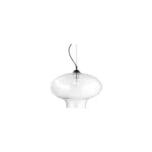 Ideal Lux Lighting - Ideal Lux Bistro' - 1 Light Dome Ceiling Pendant Black Clear Blown Glass Round, E27