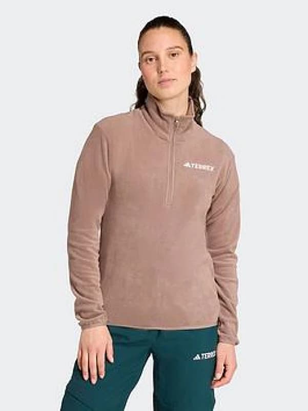 Womens 1/2 zip fleece adidas Terrex Essentials Marron Female XL