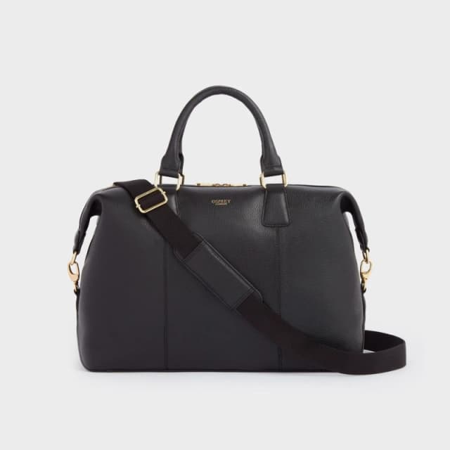 OSPREY LONDON Womens The Adaline Leather Weekender in Black Female