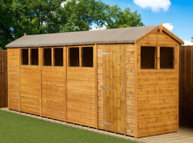 Empire Sheds Empire Modular Apex 4X18 Dipped Treated Tongue And Groove Wooden Garden Shed Windows (4' X 18' / 4ft X 18ft) (4X18)
