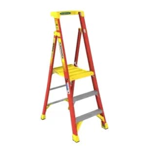 Werner 3 Tread Fibreglass Podium Step Ladder, 1.83M