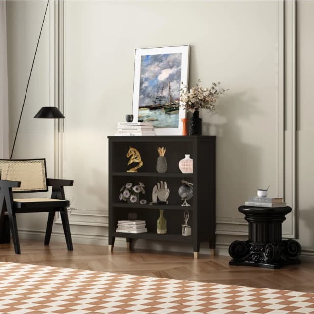 Cabinet Bits Palazzi 3 Tier Bookcase H97 W89 D25cm in Black Unisex