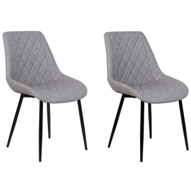 Beliani Set Of 2 Dining Chairs Maribel Faux Leather Light Grey