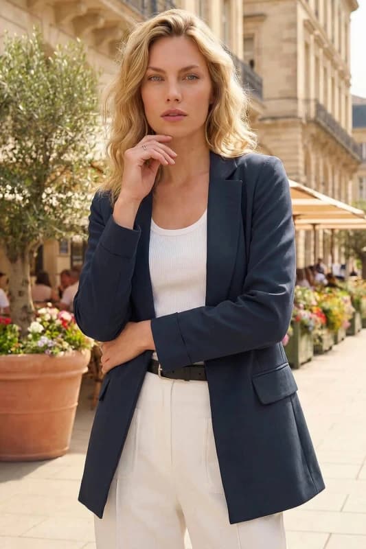 Roman Womens Tailored Collar & Revere Blazer in Navy Size: 20 Navy Female 20