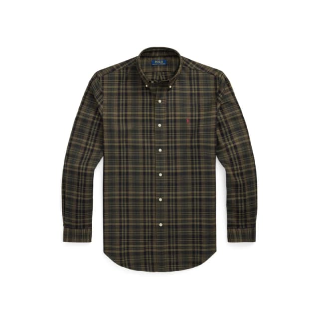 Polo Ralph Lauren Check Twill Long Sleeve Shirt Olv Khaki Multi male S