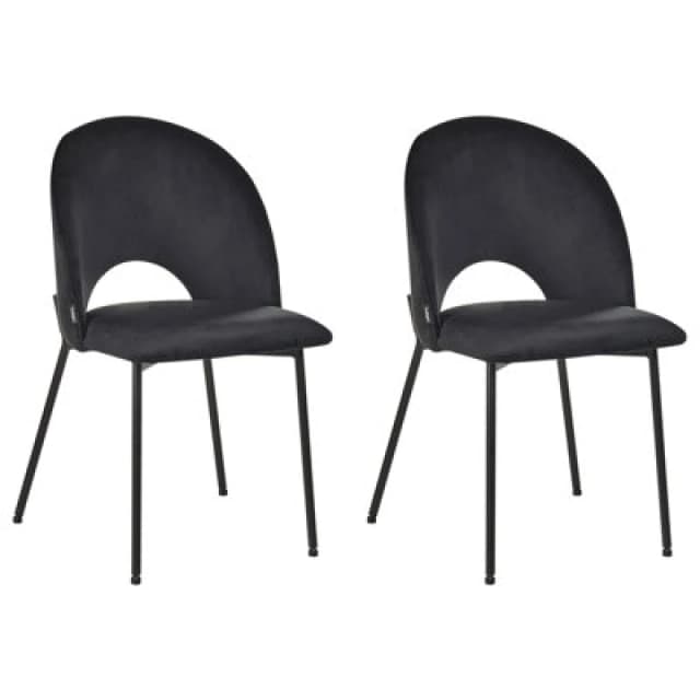 Beliani Set Of 2 Dining Chairs Covelo Velvet Black