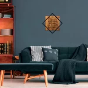 Happiness Blooms From Within Walnut Black Decorative Wooden Wall Accessory