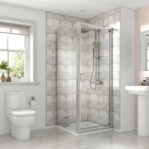 Wickes Square Pivot Semi Frameless Shower Enclosure - Chrome 900 x 900mm