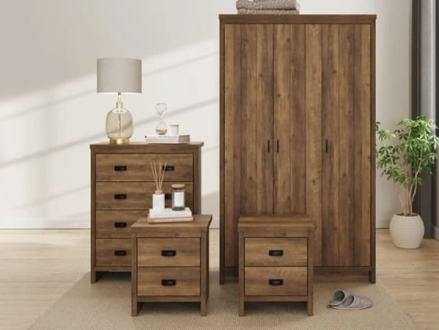 GFW GFW Boston 4 Piece 3 Door Wardrobe Set - Oak