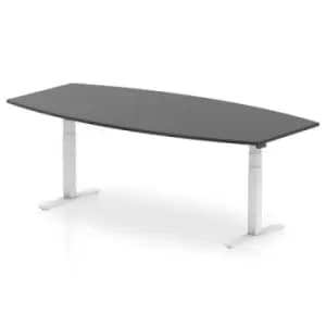High Gloss 2400mm Writable Boardroom Table Black Top White Height Adjustable Leg