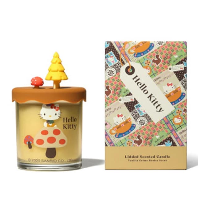 Hello Kitty Seasons Autumn Candle, Glass Vessel With 3D Lid, Vanilla Creme Brulee Scented