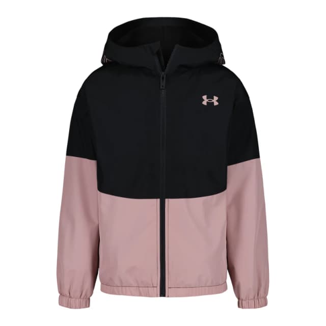 Under Armour Kids Windproof Long Sleeve Rain Anorak Black/Pink female 10-11 (L)