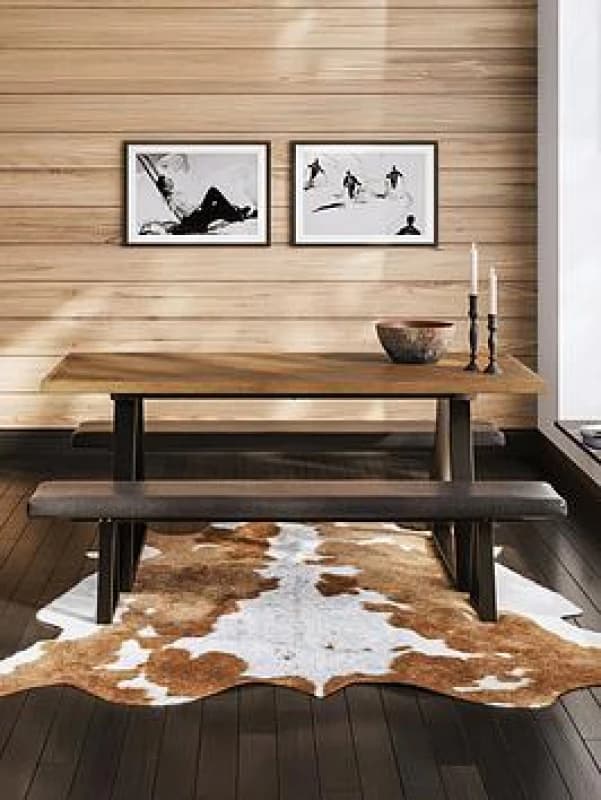 SO'HOME Haden Industrial Faux Leather Dining Bench Black ONE SIZE