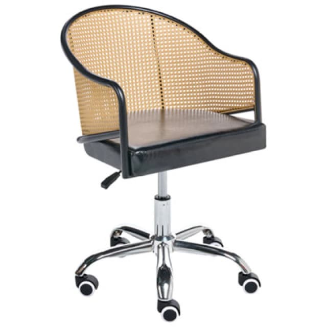Beliani Desk Chair Swivel Redding Faux Leather Black