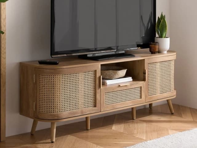 Birlea Noah Rattan and Oak 2 Door 1 Drawer TV Cabinet